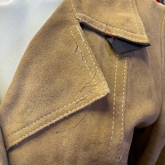 Vintage 70s Gastown Talk Tan Suede Leather Coat Womens Small Retro Boho Grunge - Picture 8 of 10
